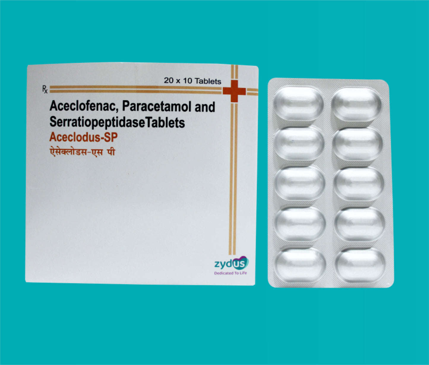 ACECLODUS- SP TAB 20x10 ( Aceclofenac I.P 100 mgParacetamol I.P. 325 mg Serratiopeptidase 15 mg ) by Zydus