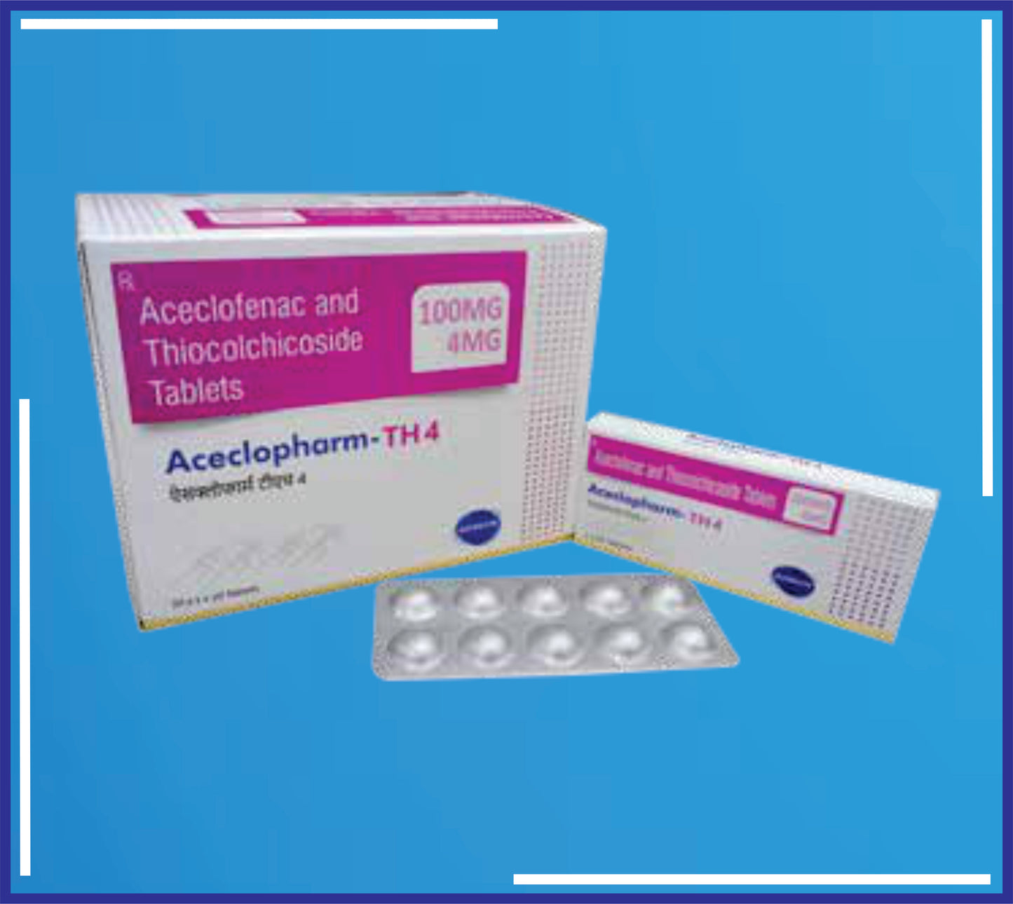 Aceclopharm-Th4 Tab ( Aceclofenac Ip 100 Mg + Thiocolchicoside Ip 4Mg ) pack 20x1x10 by Kemsyn