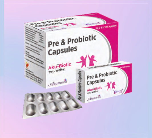 Aku-Biotic Capsule 10x1x10 Streptococcus Faecalis 30 Million + Clostridium Butyricum 2 Million + Bacillus Mesentericus 1 Million + Lactic Acid Bacillus 50 Million by Akumentis