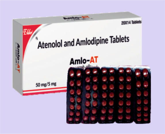 AMLO AT TABS (5/50MG) STRIP 10'S ( Amlodipin 5mg,Atenolol 50mg ) by Elder