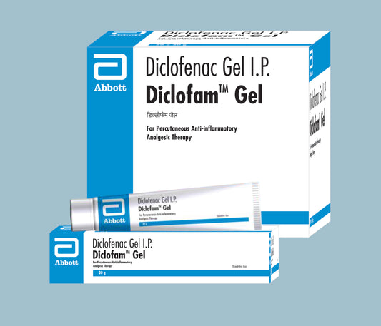 Diclofam Gel Tube 30gm Diclofenac Diethylamine 1.16%w/w by Abbott