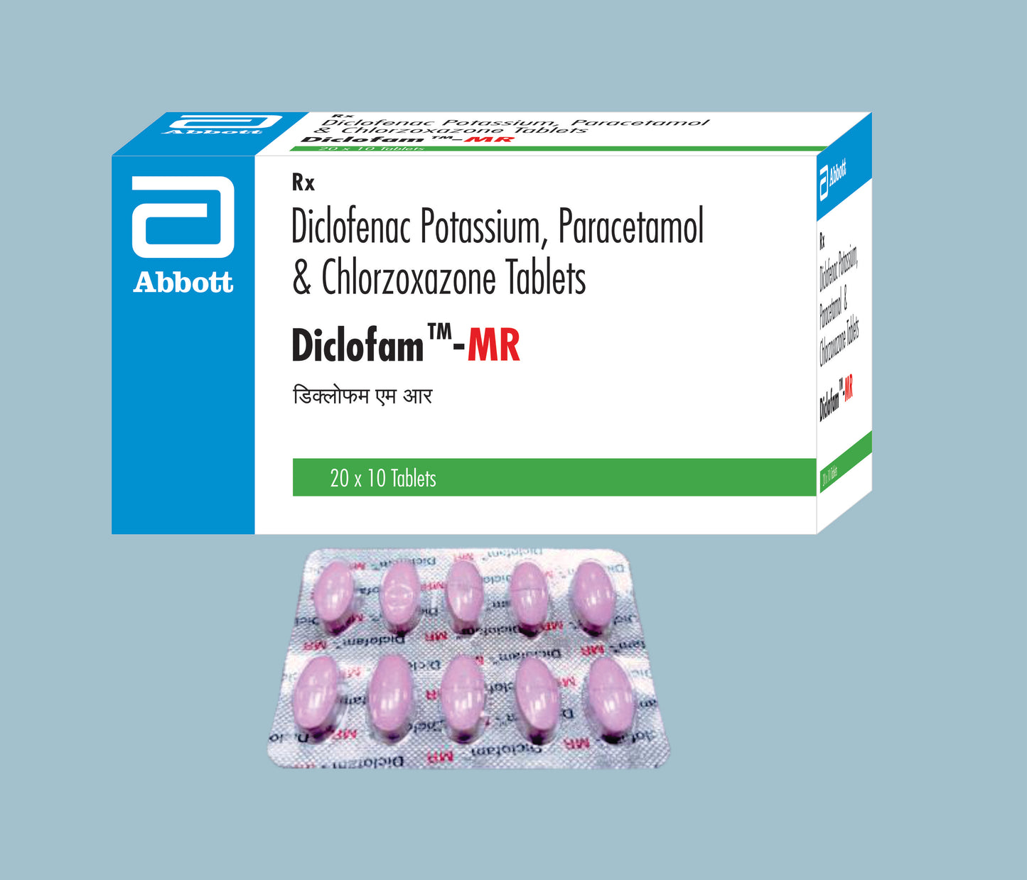 Diclofam - MR Tablets (10 Tabs) (Diclofenac Potassium 50mg, Paracetamol 325mg & Chlorzoxazone 250mg) by Abbott