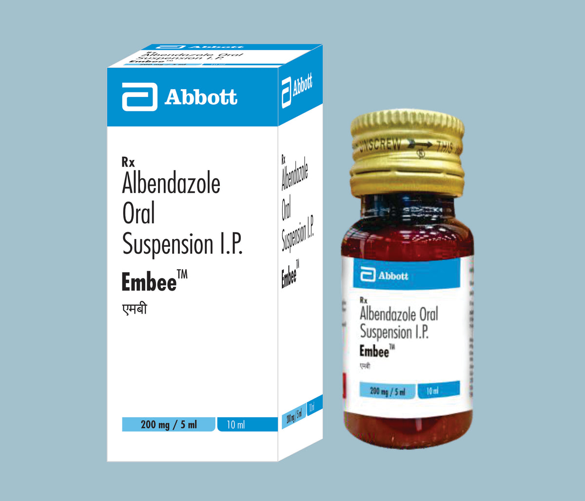 Embee Suspension 10ml (20x25x10ml) Albendazole 200 mg Susp by Abbott