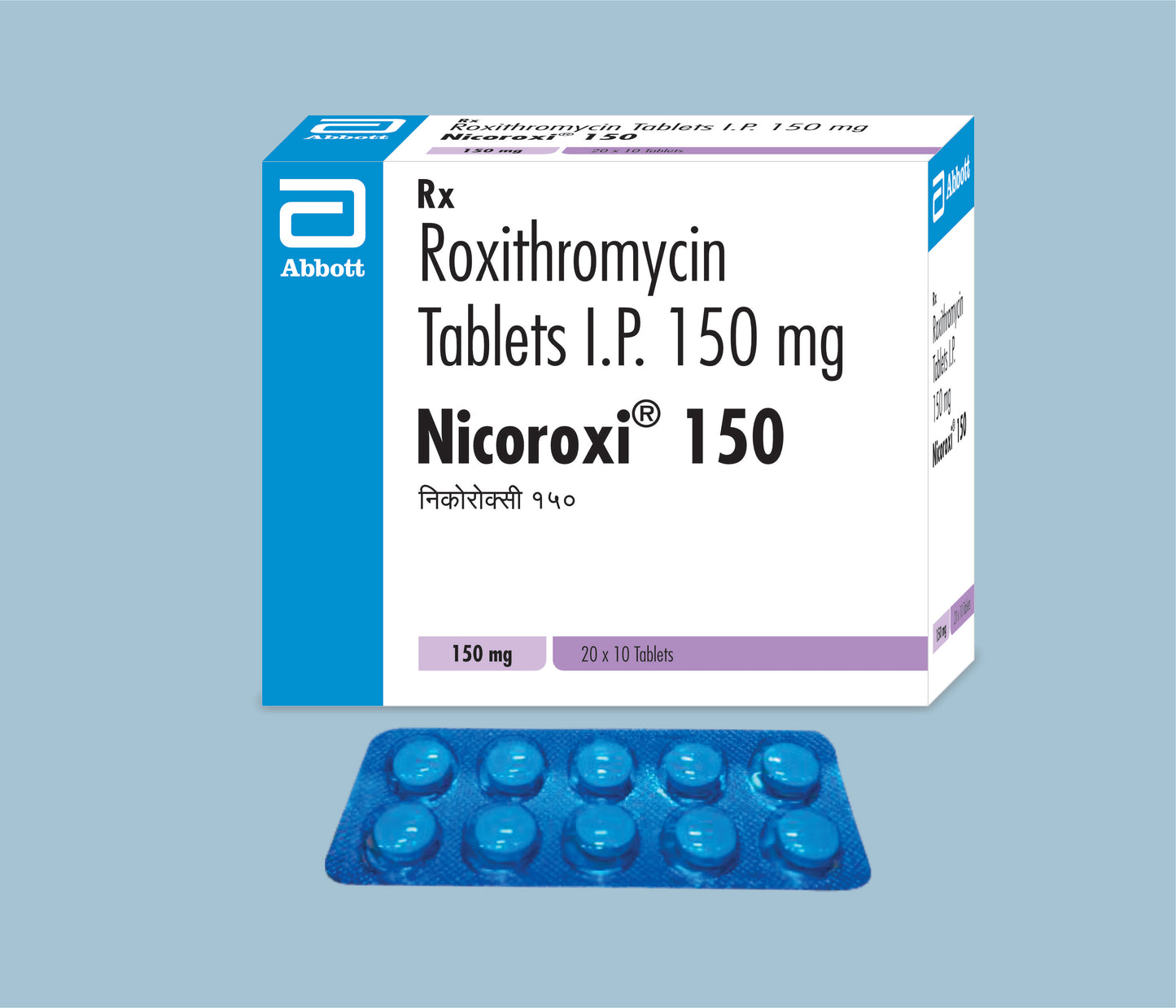 Nicoroxi 150mg Tablets 10Tabs Roxithromycin 150mg by Abbott
