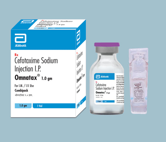 Omnatax 1gm Injection Vial+wfi Cefotaxime Sodium 1000mg by Abbott