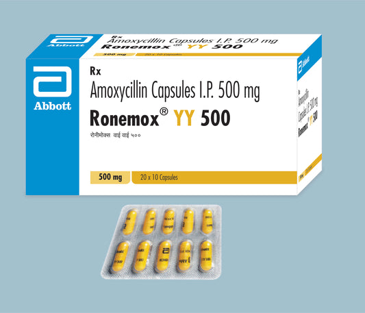 Ronemox YY 500 Capsules 10Caps Amoxycillin Capsules 500mg by Abbott