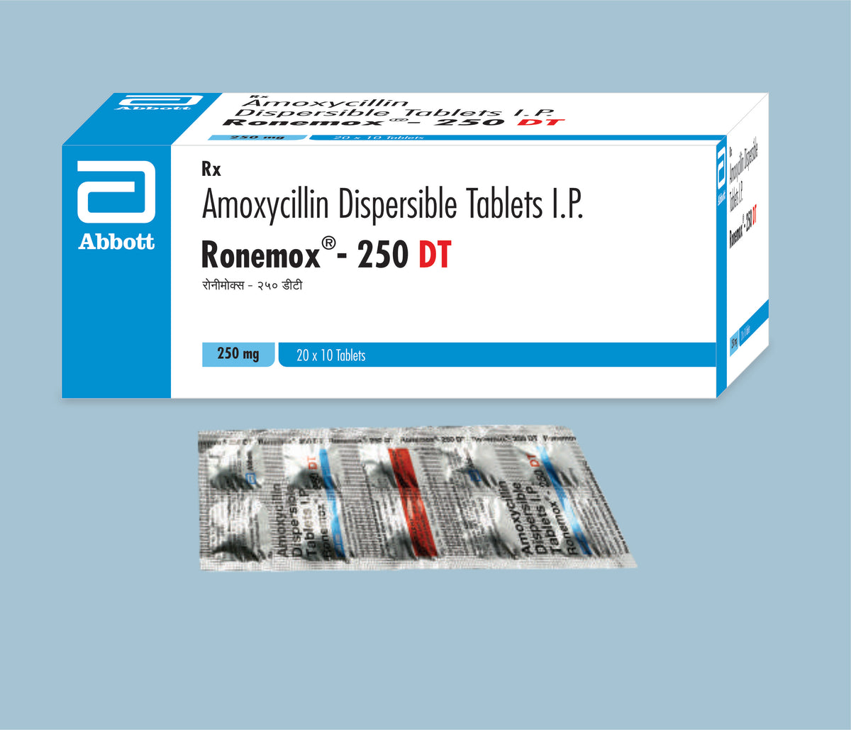 Ronemox 250 DT Tablets 10'S (50x20x10's) Amoxycillin 250 mg DT Tab by Abbott