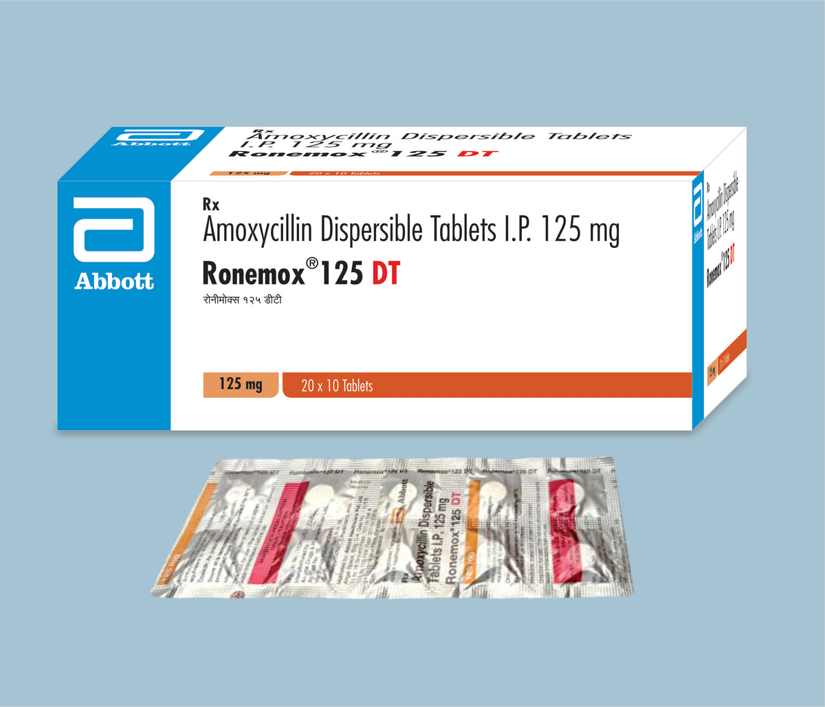 Ronemox 125 DT Tablets 10's (50x20x10's) Amoxycillin 125 mg DT Tab by Abbott