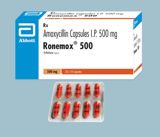 Ronemox 500 Capsules 10Caps Amoxycillin Capsules 500mg by Abbott