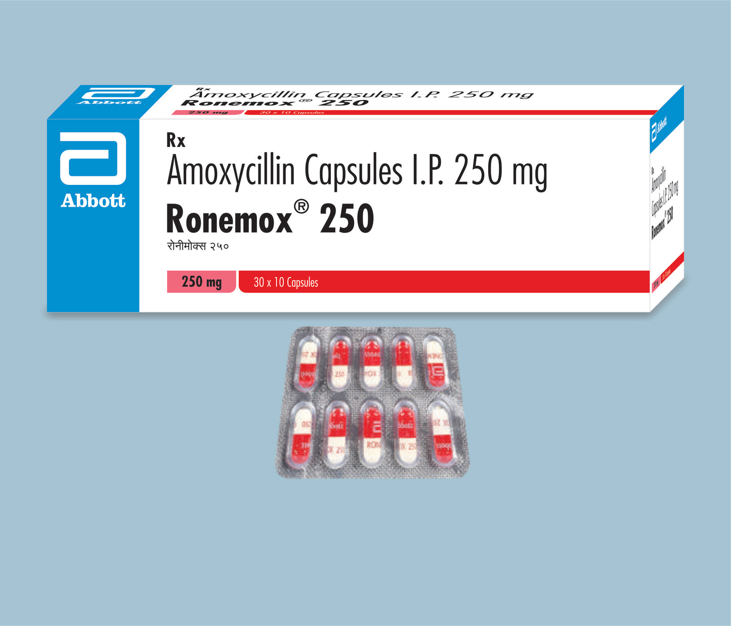 Ronemox 250 Capsules 10’s (10Caps) (Amoxycillin Capsules 250mg) by Abbott