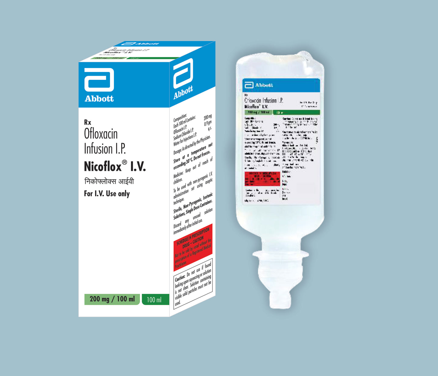 Nicoflox IV 100ml 100ml Ofloxacin 200mg & Sodium Chloride 0.9g by Abbott