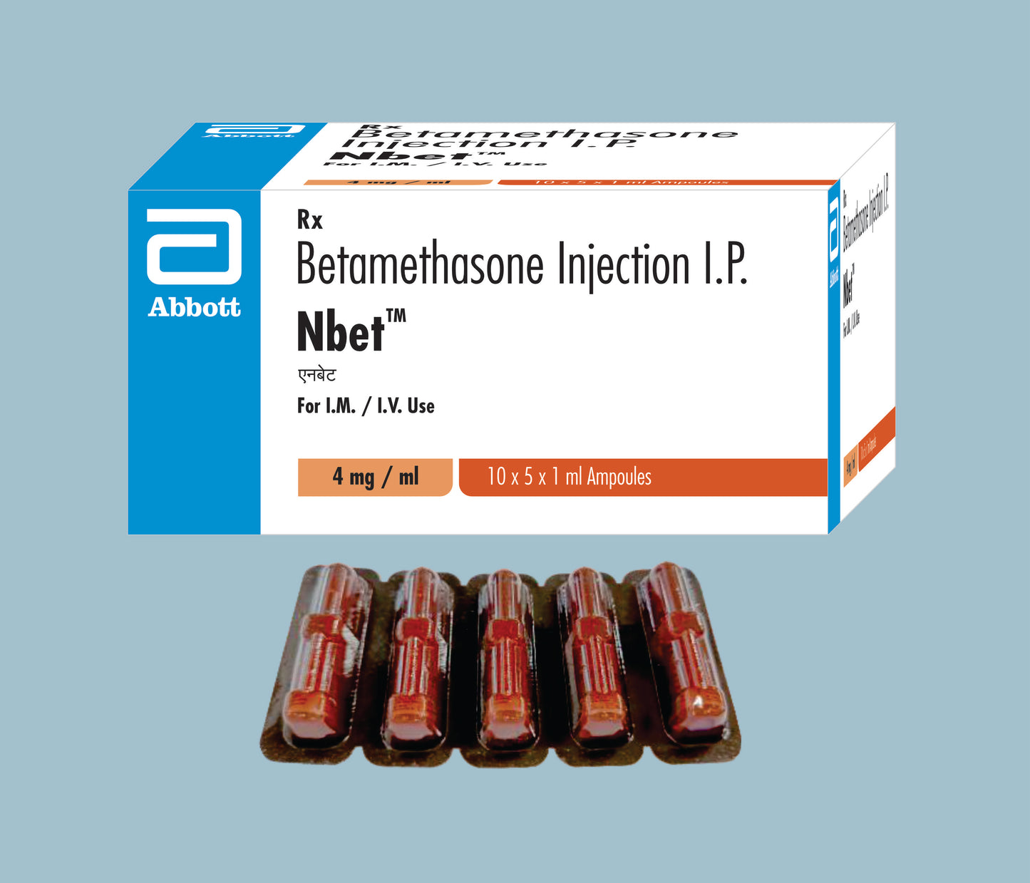 NBET Injection 1ml Betamethasone 4mg, Phenol 0.5% w/v Water for Injection by Abbott