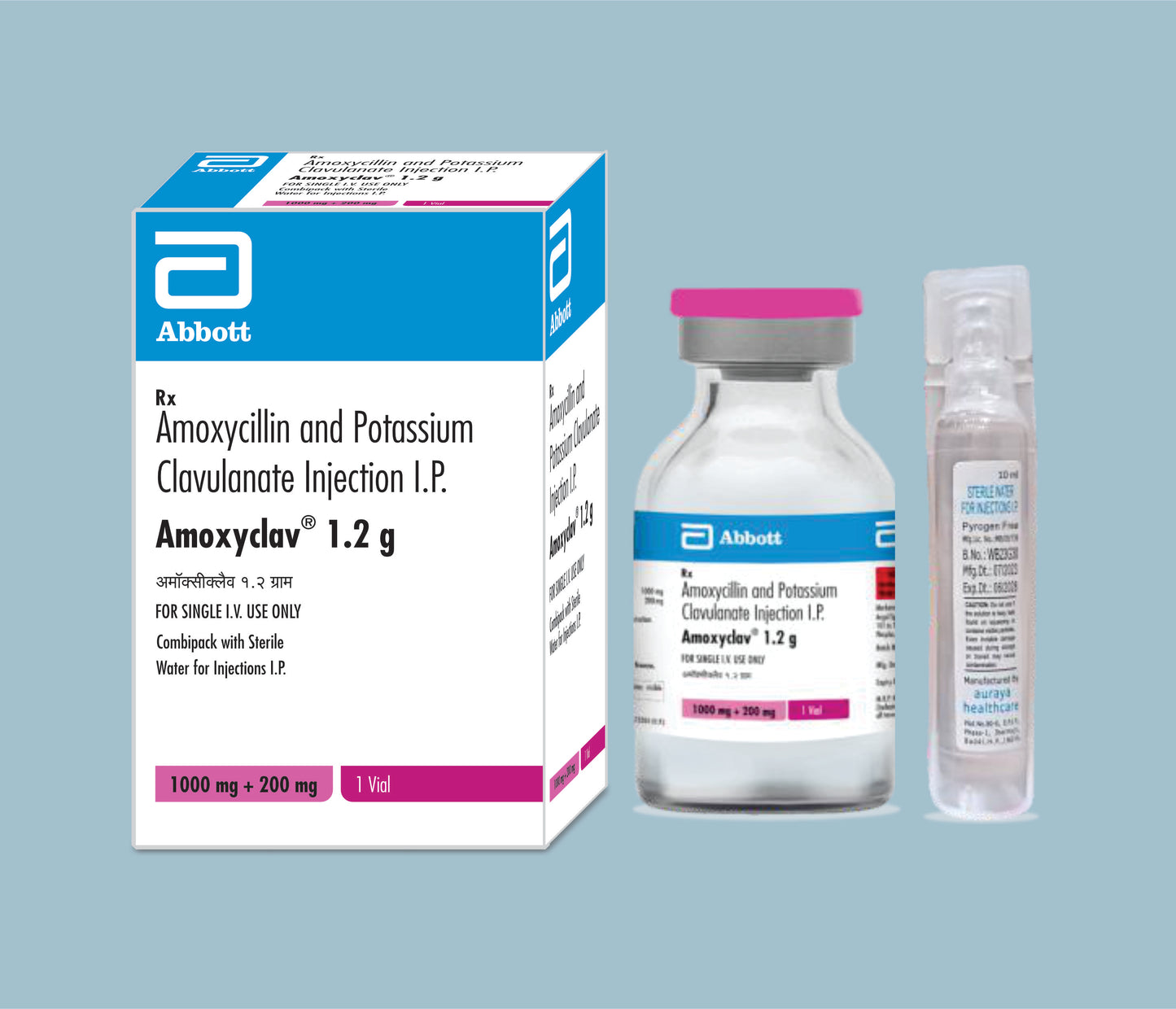 Amoxyclav 1.2gm Injection (Vial + wfl) (Amoxycillin 1000mg, Potassium Clavulante 200mg) by Abbott