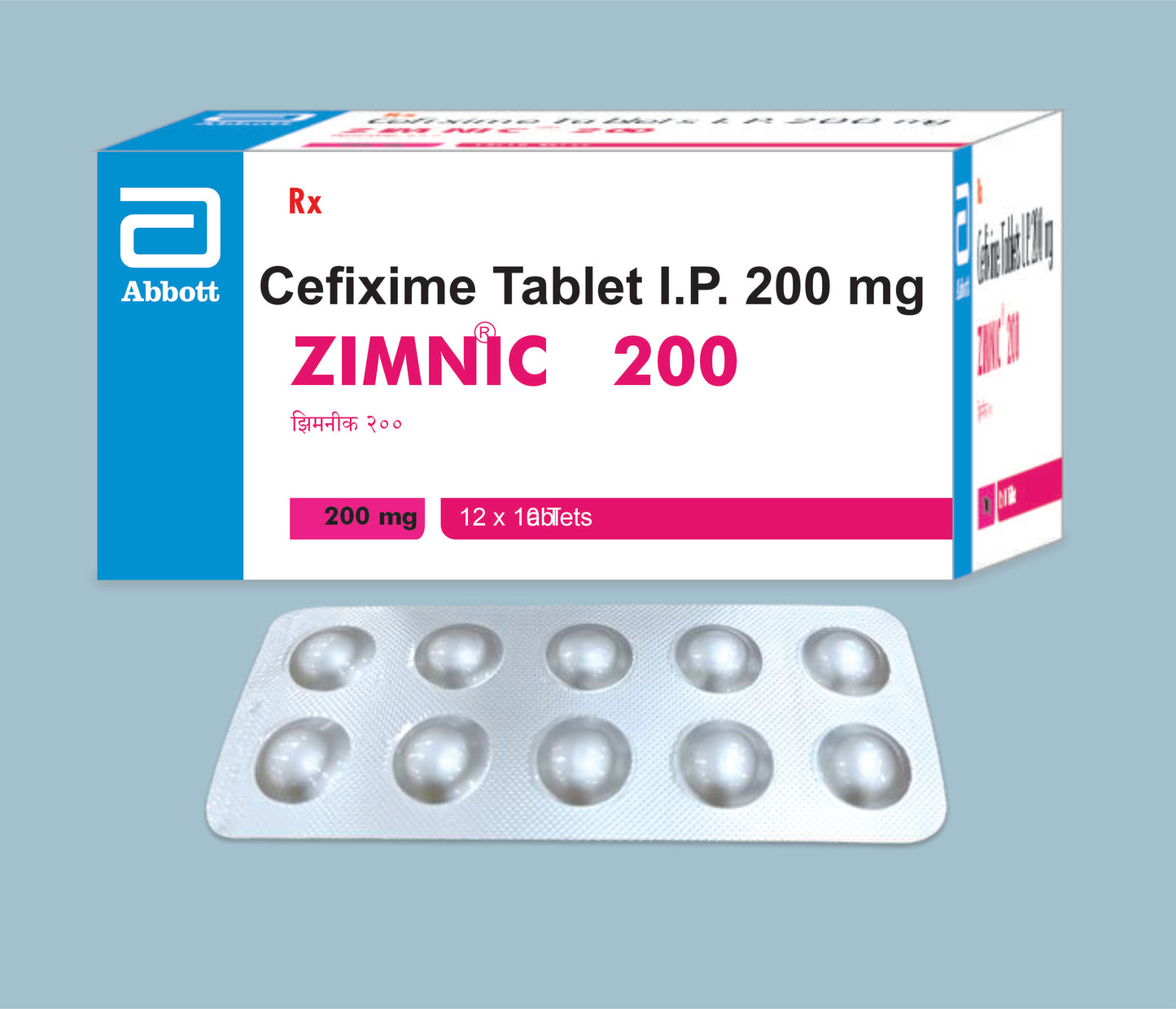 Zimnic 200 Tablets (10 Tabs) (Cefixime 200mg) by Abbott