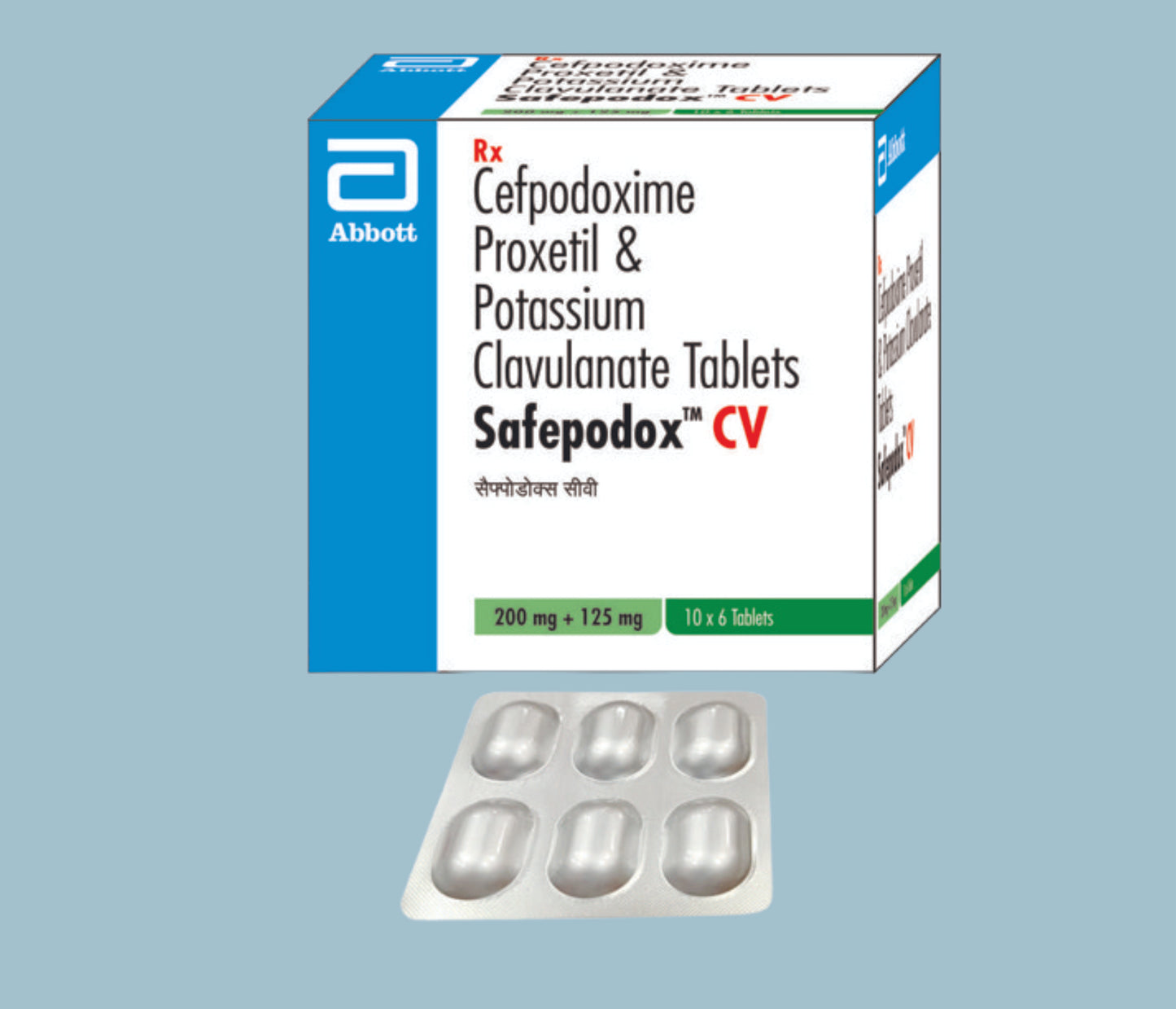 Safepodox CV Tablets (6Tabs) (Cefpodoxime 200mg & Potassium Clavulanate 125mg ) by Abbott