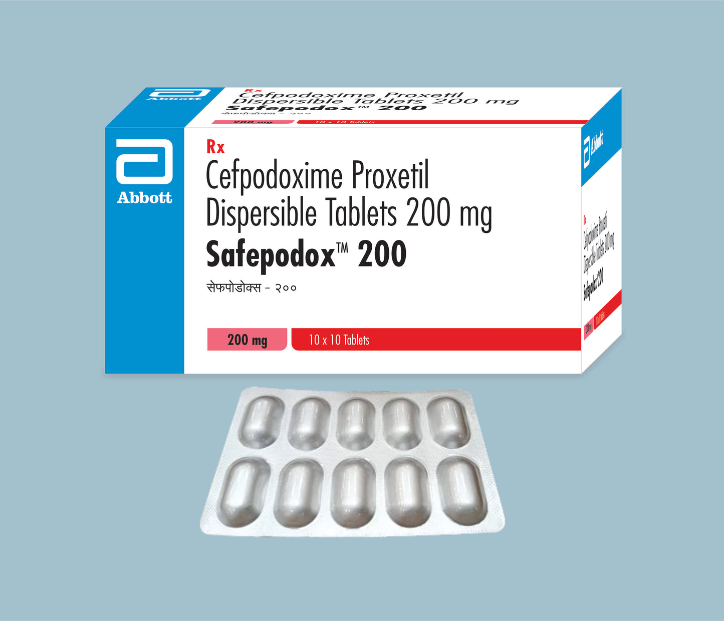 Safepodox 200mg Tablets (10 Tabs) (Cefpodoxim Proxetil Dispersible 200mg) by Abbott