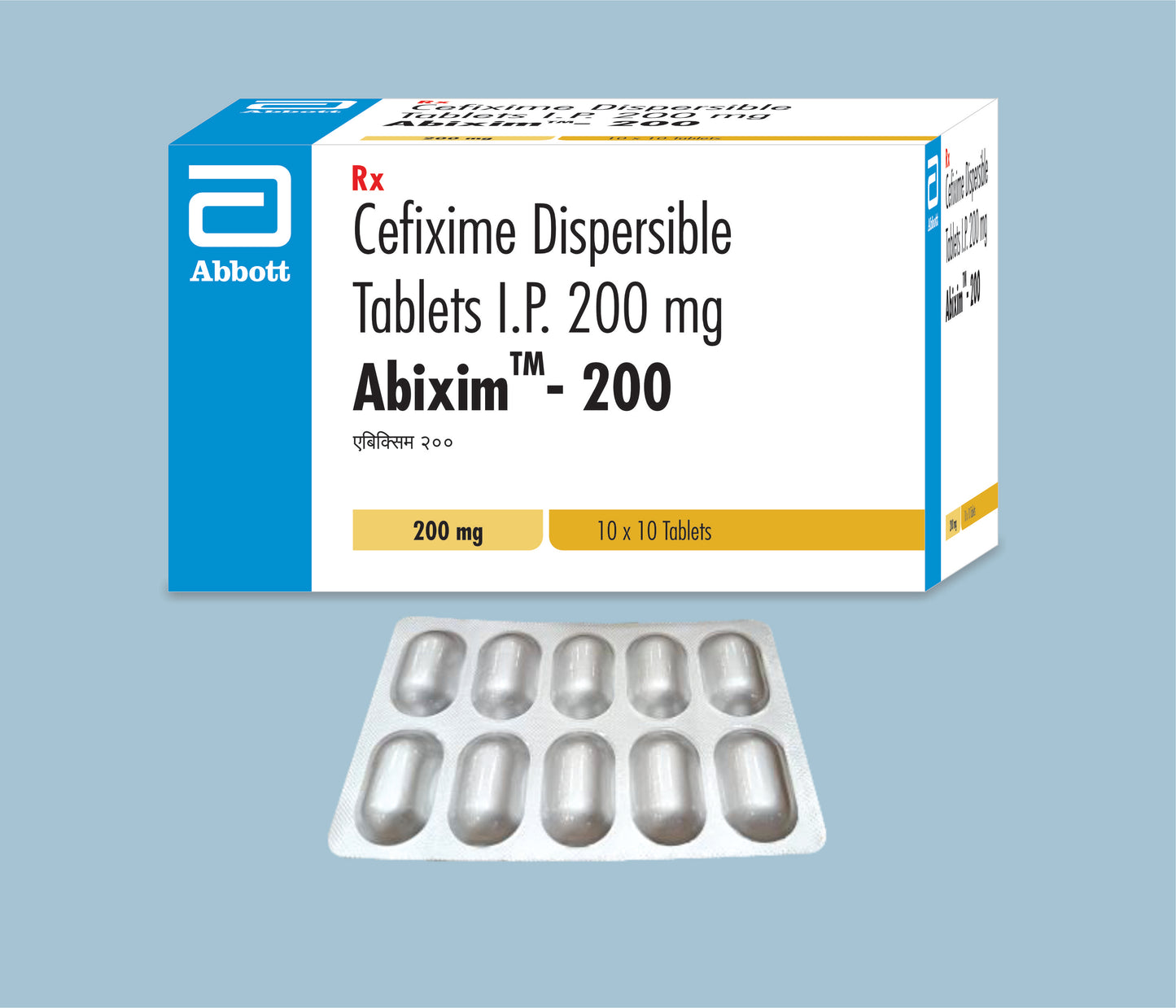 Abixim 200 Tablets (10 Tabs) (Cefixime Dispersible 200mg) by Abbott
