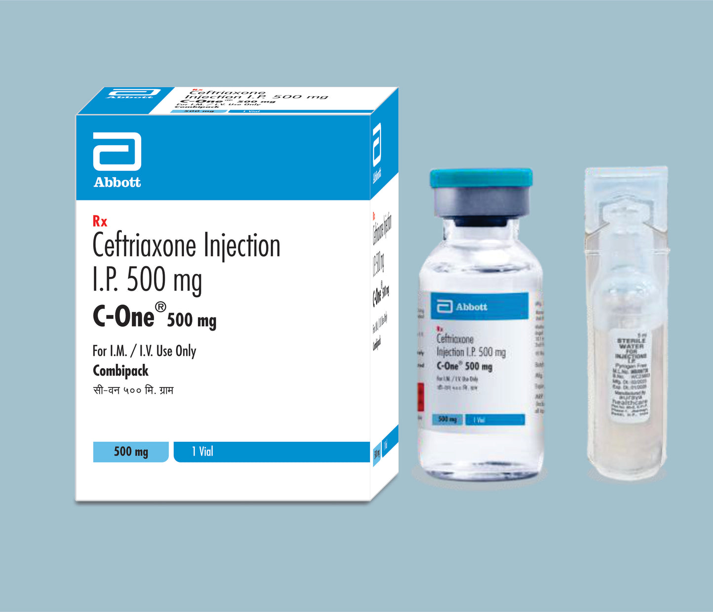 C-One 500mg Injection (Vial+wfi) (Ceftriaxone 500mg) by Abbott