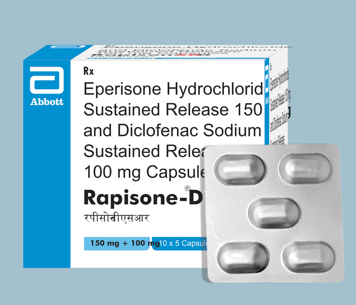 Rapisone-D SR Capsules (5 Caps) (Eperisone Hydrochloride (SR) 150mg & Diclofenac sodium (SR) 100mg) by Abbott