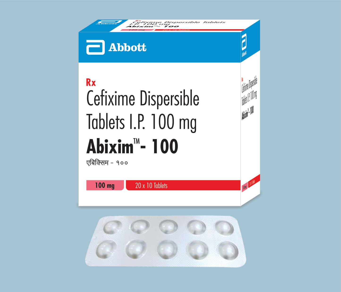 Abixim 100 Tablets (10 Tabs) (Cefixime Dispersible 100mg) by Abbott
