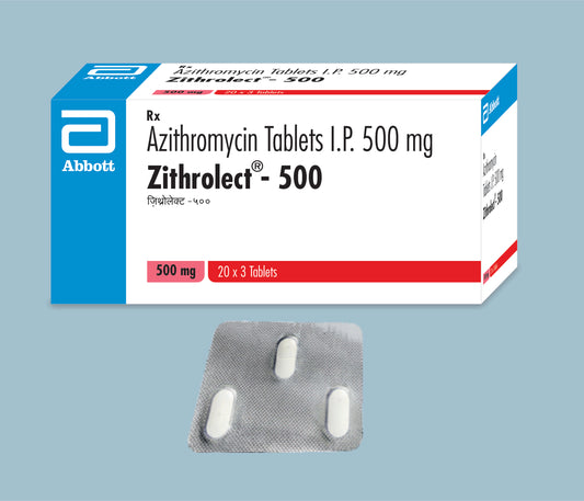 Zithrolect 500 Tablets 3s 3Tabs Azithromycin Tablets 500mg by Abbott