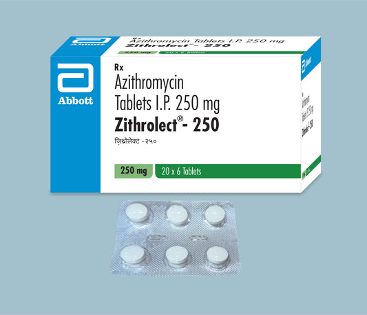 Zithrolect 250 Tablets 6s 6Tabs Azithromycin Tablets 250mg by Abbott