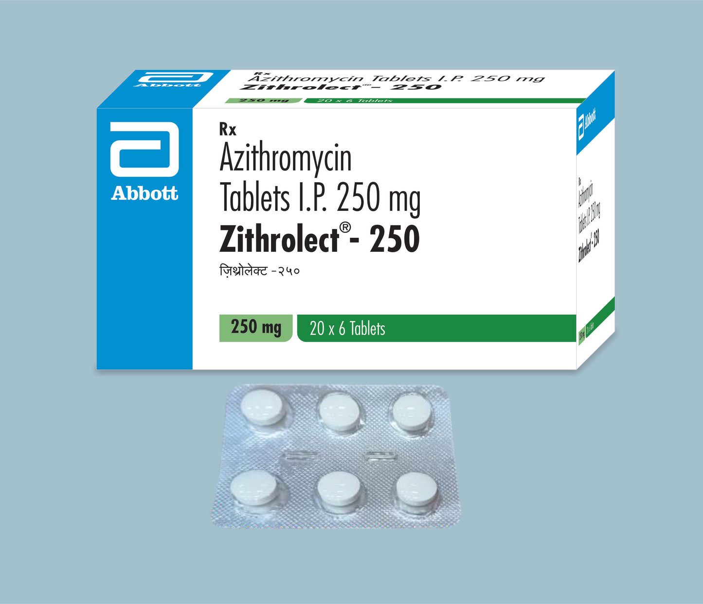 Zithrolect 250 Tablets 6s 6Tabs Azithromycin Tablets 250mg by Abbott
