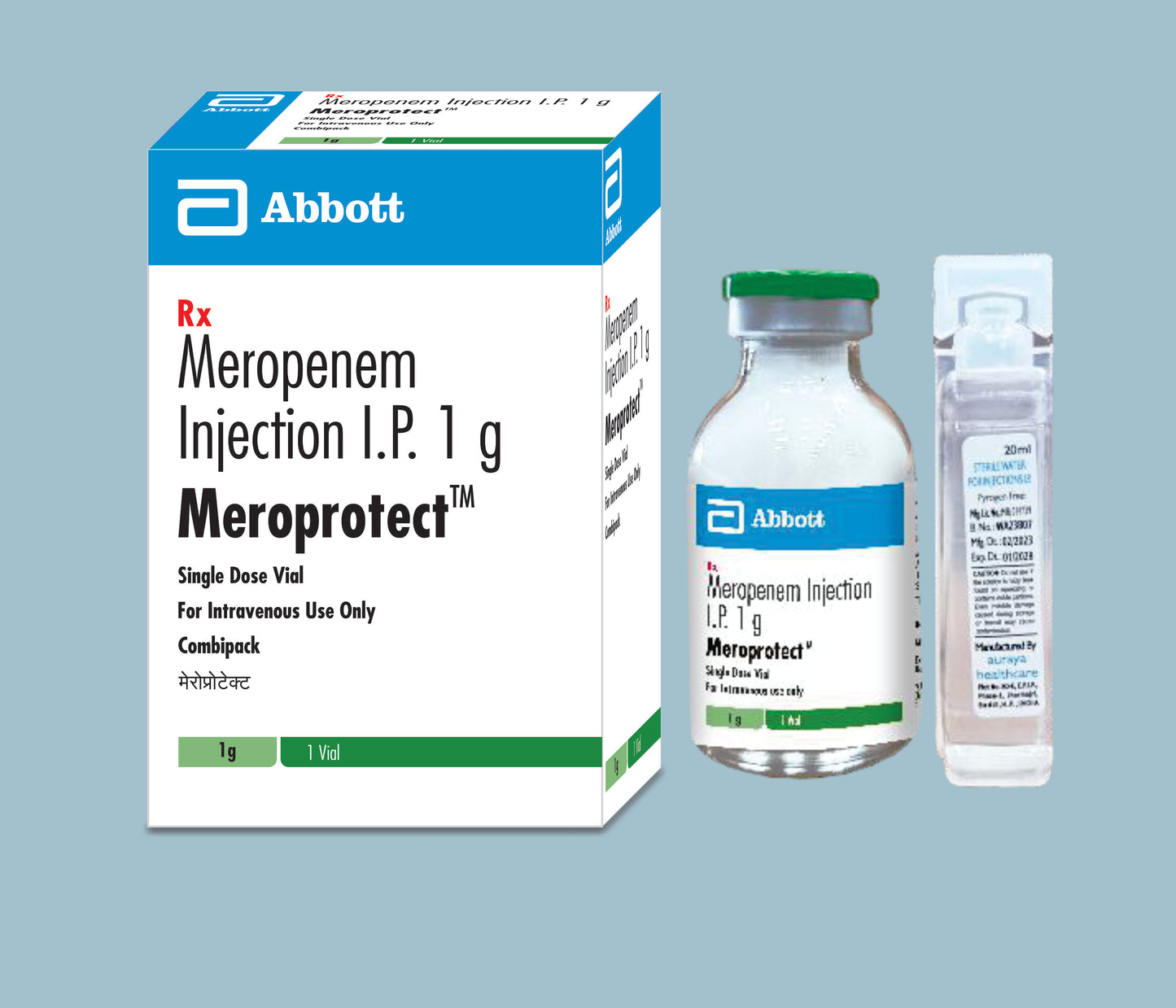 Meroprotect Injection 1gm (1 gm) (Meropenem Injection 1gm & Sodium 90.2mg) by Abbott