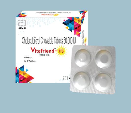 VitaFriend D3 Tablets 4Tabs Vitamin D3 (Chloecalciferol) 60,000 IU by Abbott
