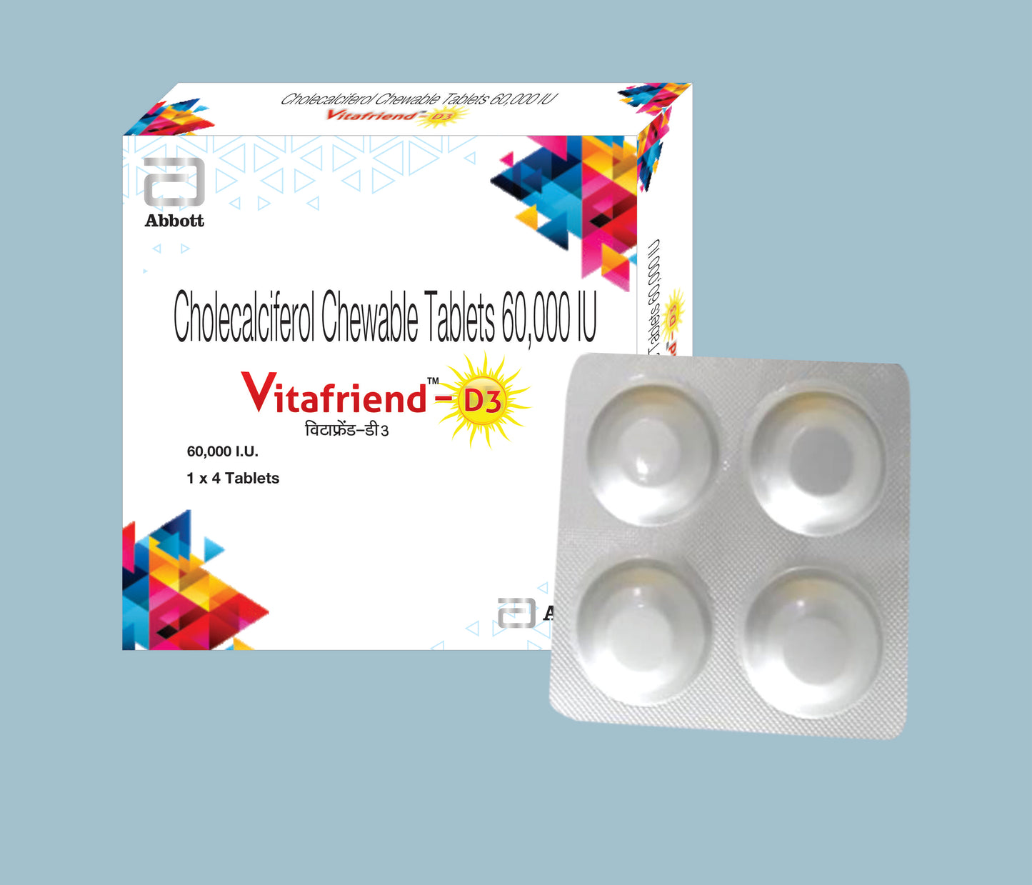 VitaFriend D3 Tablets (4 Tabs) (Vitamin D3 (Chloecalciferol) 60,000 IU) by Abbott
