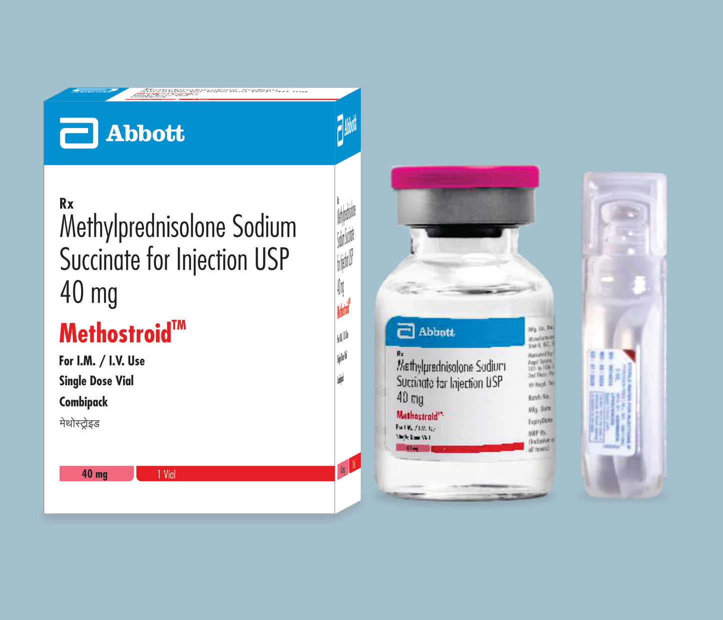 Methostroid Injection (1 Vial) (Methylprednisolone Sodium Succinate 40mg) by Abbott