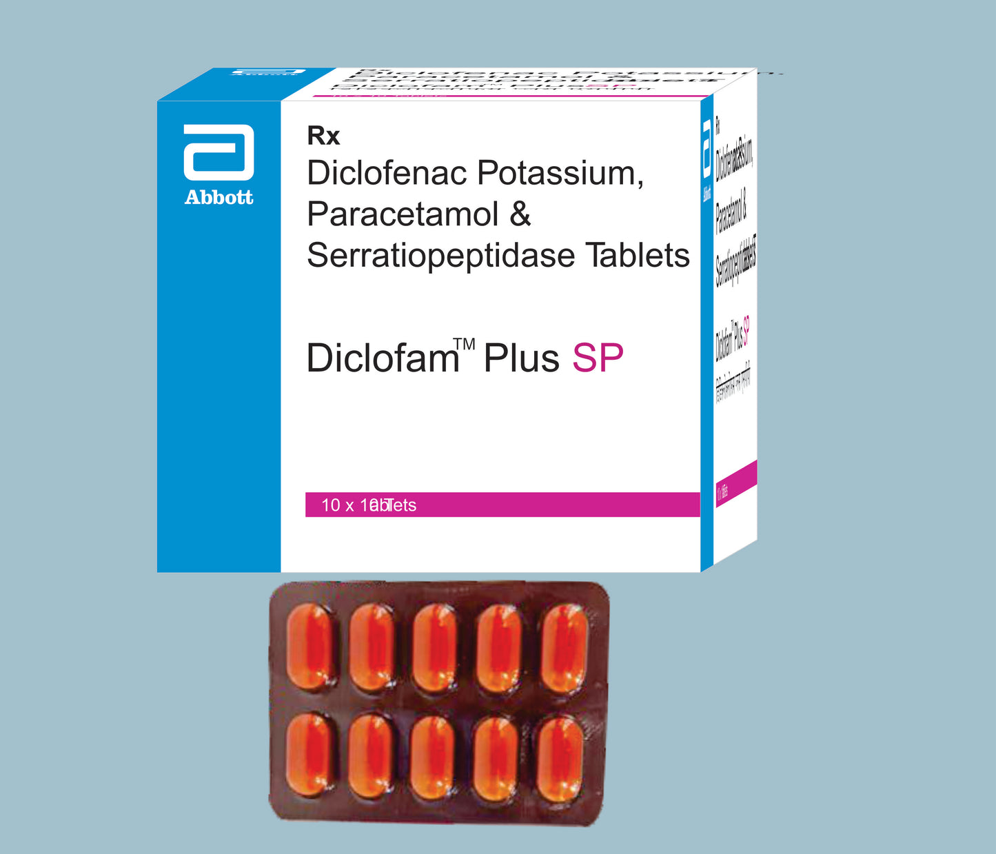 Diclofam Plus SP Tablets 10’s 10Tabs Paracetemol 325mg, Diclofenac Potassium 50mg, Serratiopeptidase 10mg by Abbott