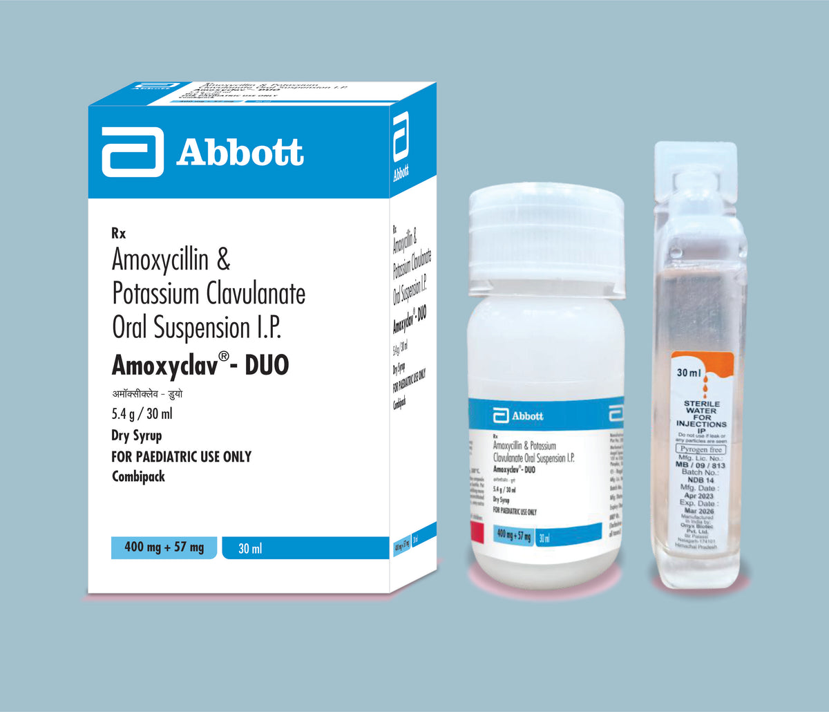 Amoxyclav Duo Dry Syrup (12x10x30ml) Amoxycillin 400 mg, Potassium Clavulanate 57 mg Dry Syr by Abbott