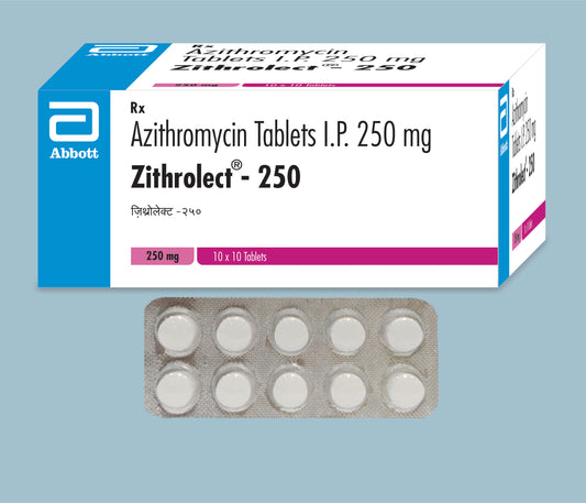 Zithrolect 250 Tablets 10s 10Tabs Azithromycin Tablets 250mg by Abbott