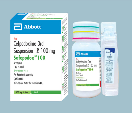 Safepodox-100 Dry Syrup 30ml Cefpodoxime 100mg by Abbott