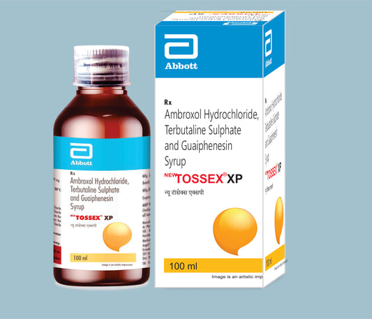 New Tossex XP 100ml Ambroxol Hydrochloride 15mg, Terbutaline Sulphate 1.25mg
& Guaiphenesin 50mg by Abbott