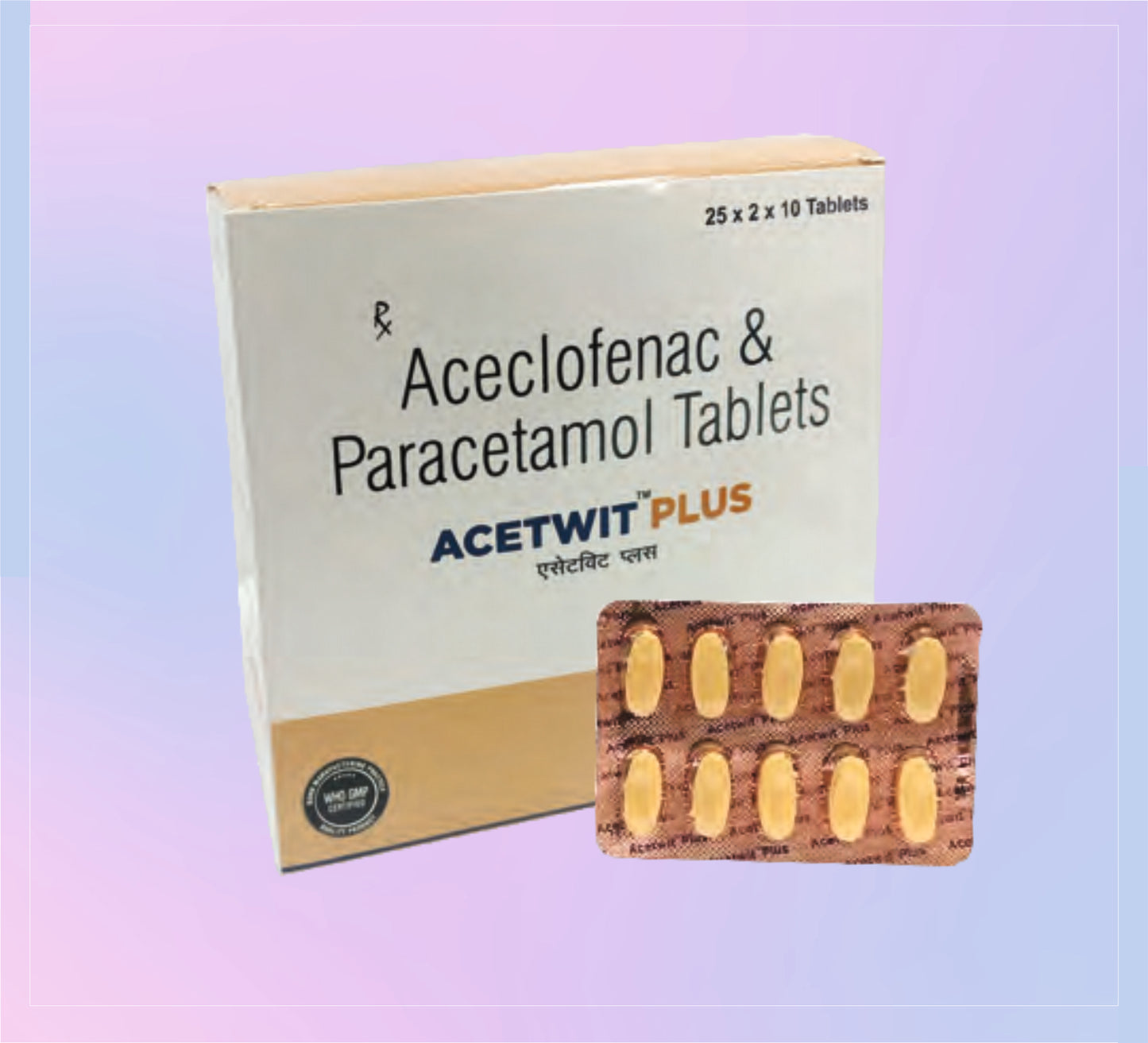 Acetwit Plus Tab (Bl) 25x2x10 Aceclofenac 100 Mg + Paracetamol 325 Mg by Akumentis