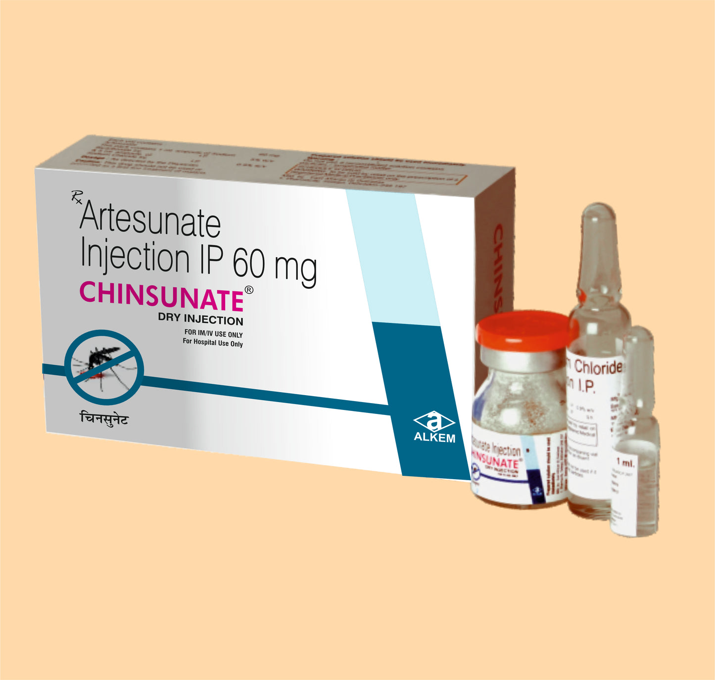 CHINSUNATE INJECTION (1ML) (1 ml Amp Artesunate 60 mg + Sodium Bicarbonate 5% w/v + Sodium Chloride 0.9% w/v by Alkem