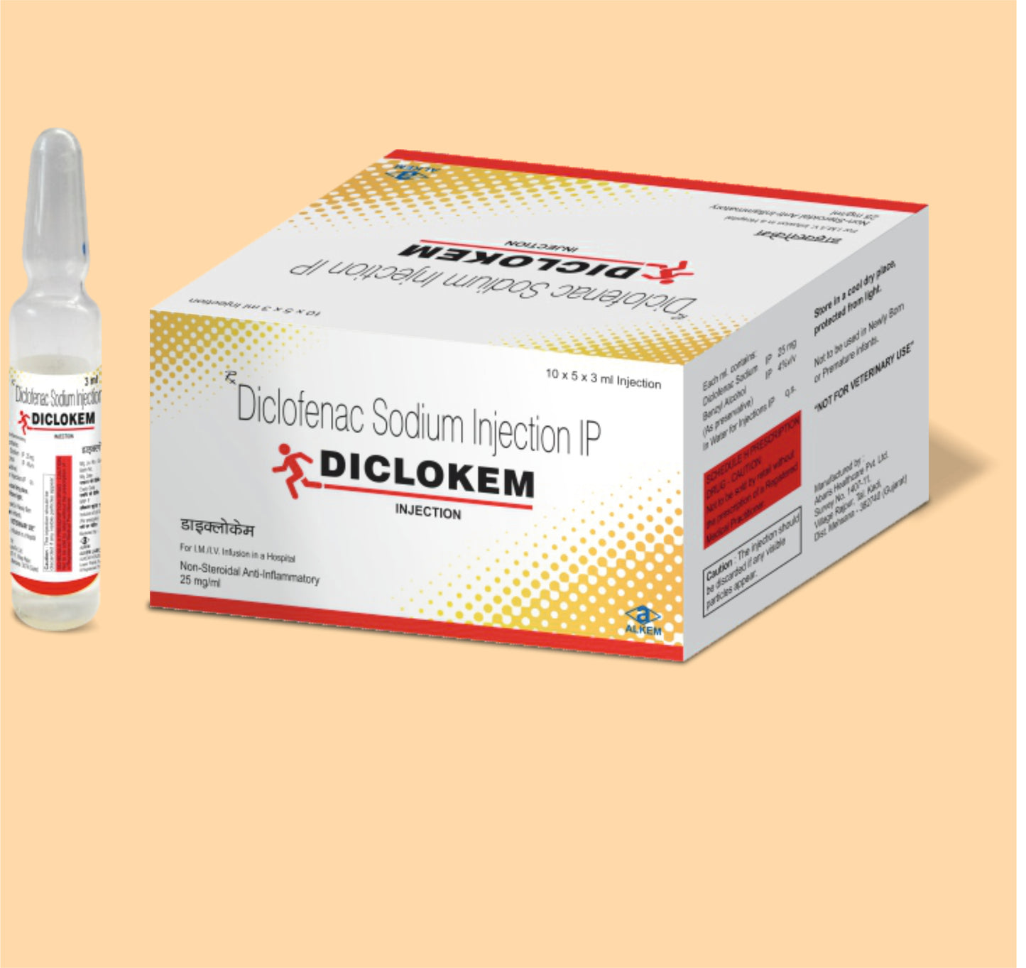 Diclokem Injection (3Ml) 3 ml AmpDiclofenac Sodium 25Mg/Ml by Alkem