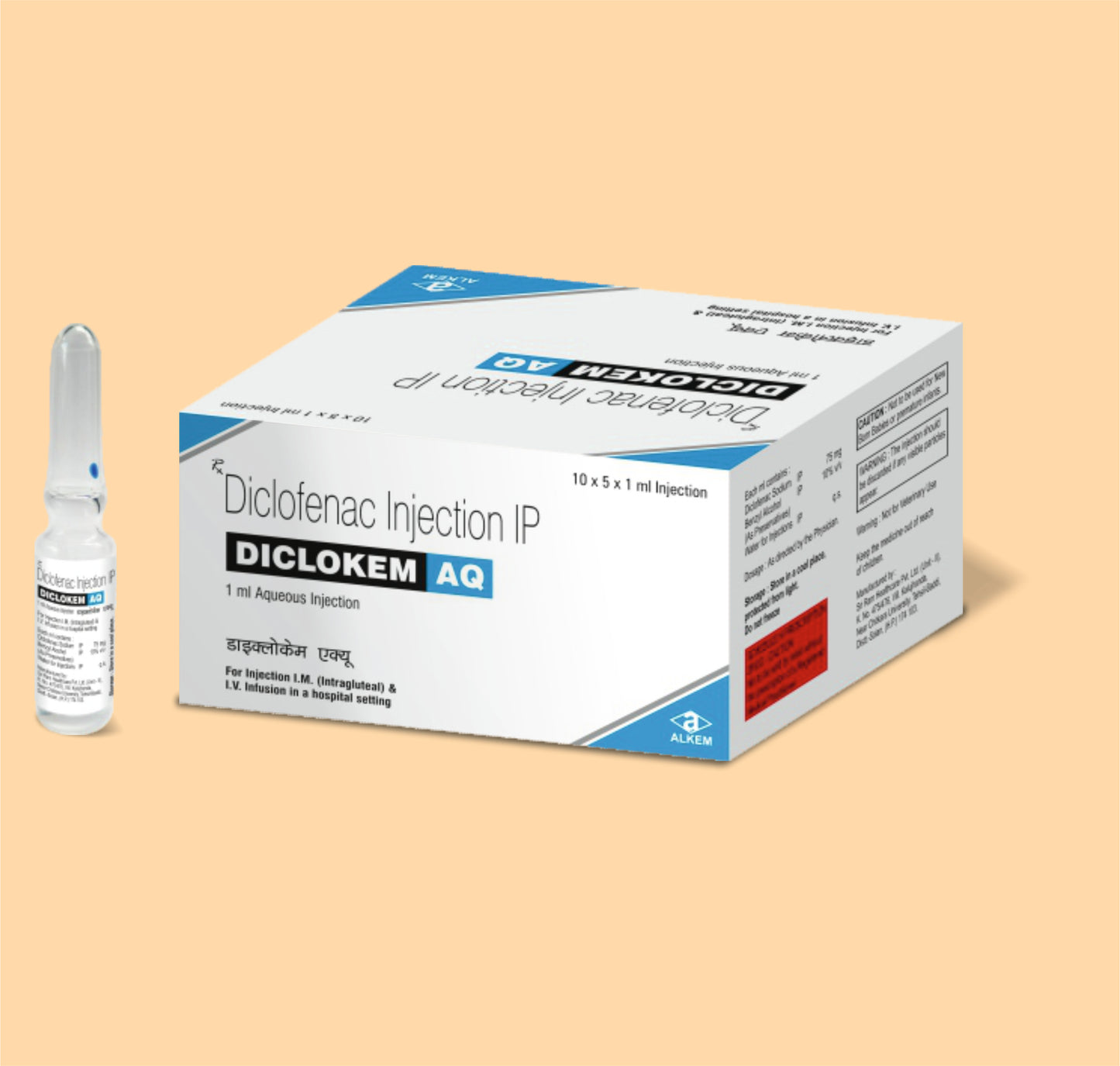 DICLOKEM AQ INJ-1ML (1 ml Amp Diclofenac Sodium 75 mg by Alkem