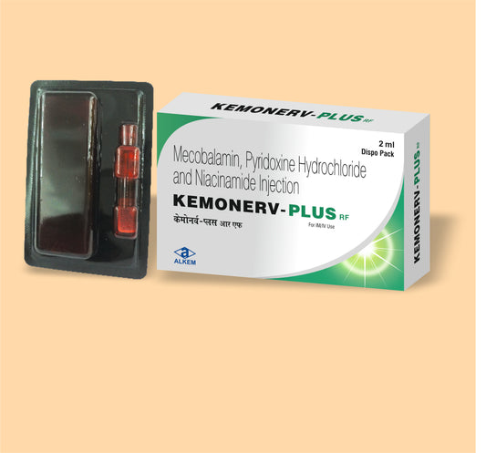 Kemonerv-Plus Rf (2Ml) 2 ml (Dispo Pack)Methylcobalamin 1000 Mcg + Pyridoxin Hydrochloride 100 Mg + Nicotinamide 100 Mg by Alkem