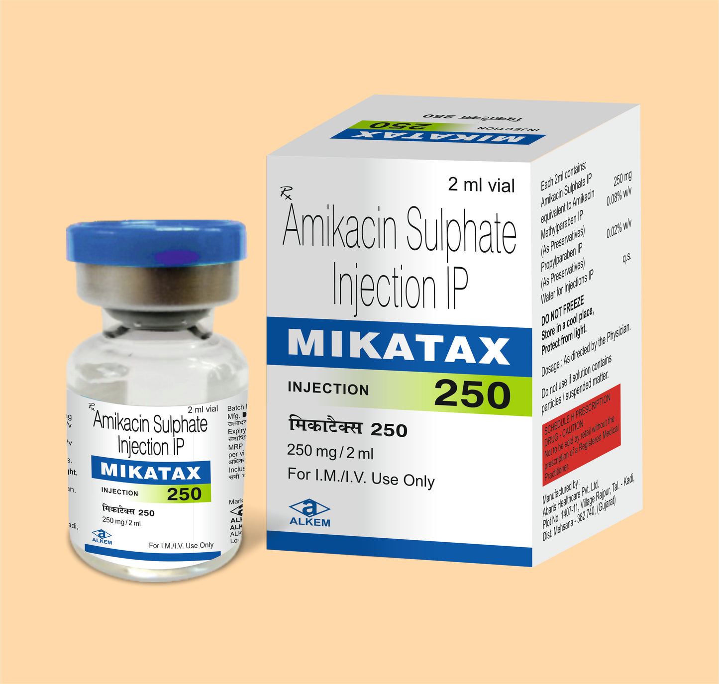 Mikatax 250 (2Ml Vial) 2mlAmikacin 250 Mg / 2 Ml by Alkem