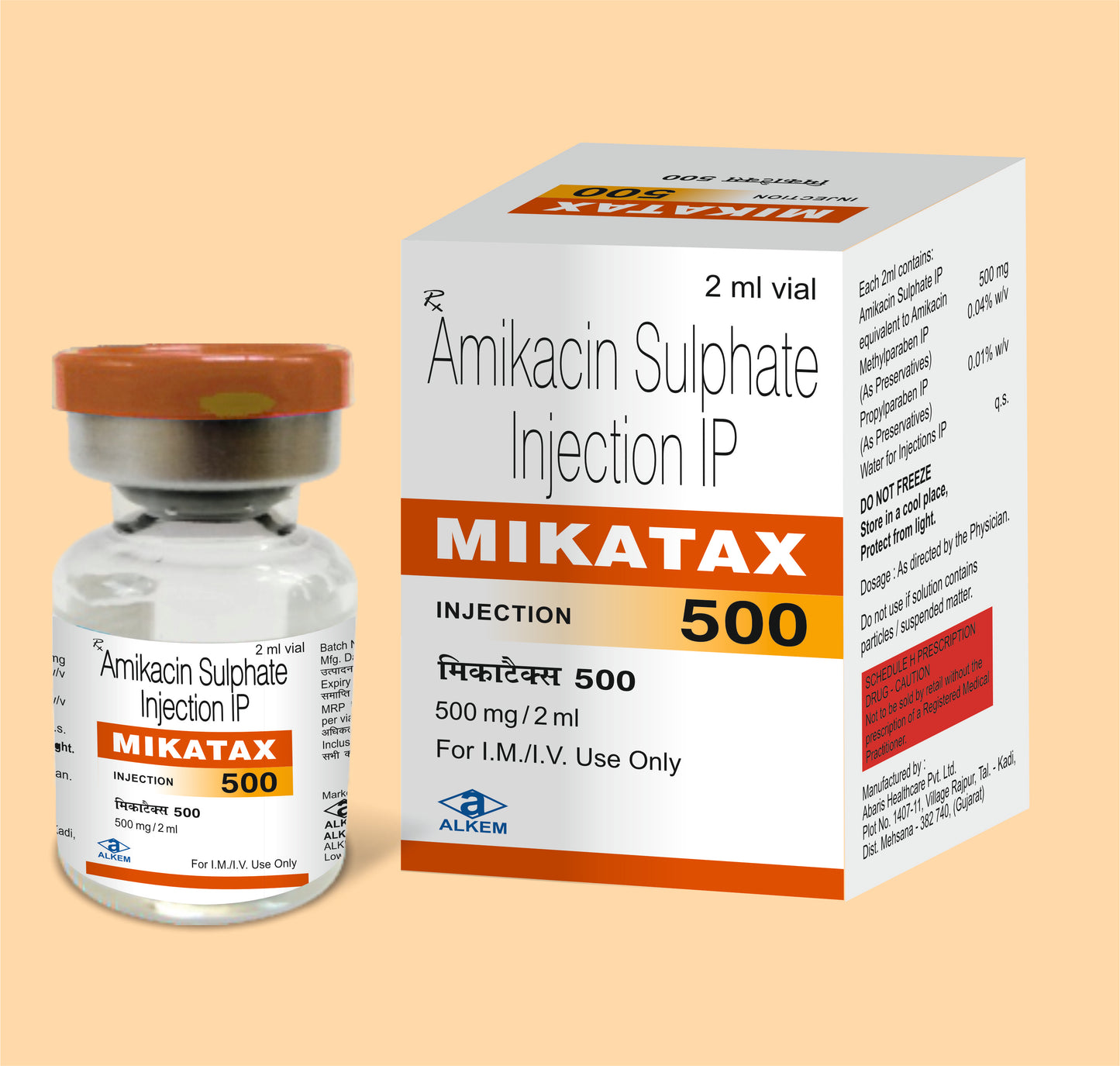 Mikatax 500 (2Ml Vial) 2mlAmikacin 500 Mg / 2 Ml by Alkem