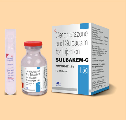 Sulbakem-C 1.5 G Injection (Vial) 20 ml vialCefoperazone 1 G + Sulbactam 500 Mg by Alkem