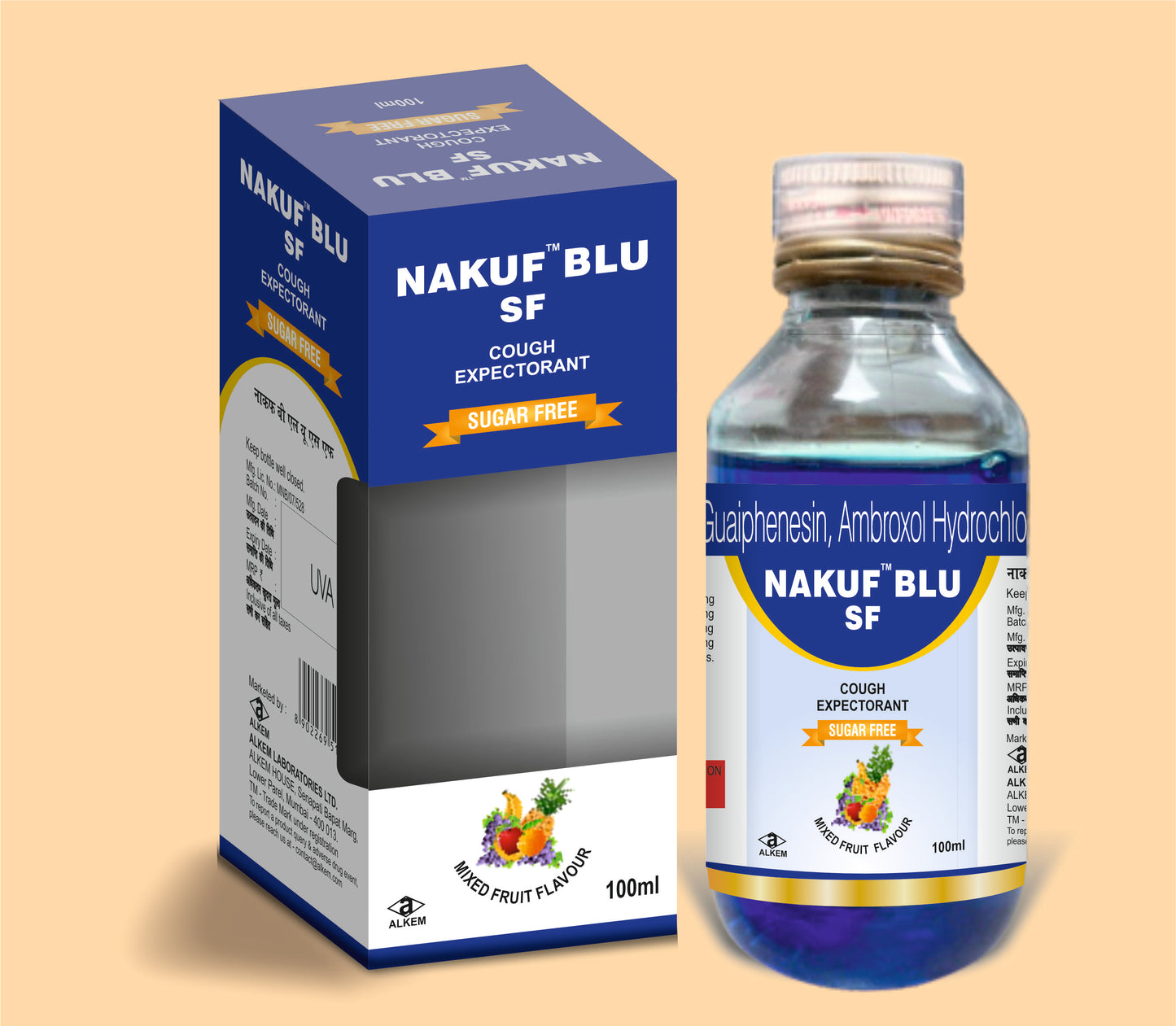 Nakuf Blu (100Ml) 100 mlTerbutaline Sulphate 1.25 Mg + Guaiphenesin 50 Mg + Ambroxol Hcl 15 Mg + Menthol 0.5 Mg / 5 Ml by Alkem