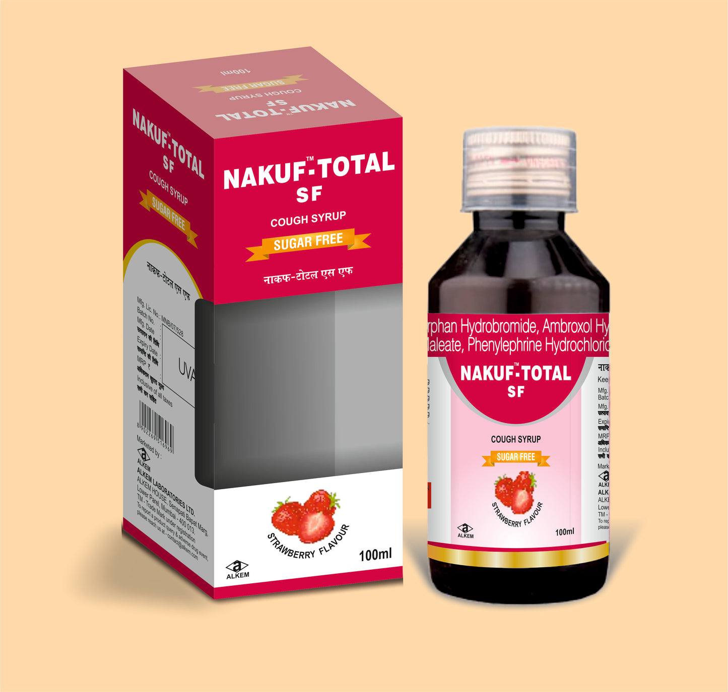 NAKUF TOTAL (100ML) (100ml Dextromethorphan Hydrobromide 10 mg + Ambroxol Hydrochloride 15 mg + Chlorpheniramine Maleate 2 mg + Phenylephrine Hydrochloride 5 mg + Menthol 1.5 mg by Alkem
