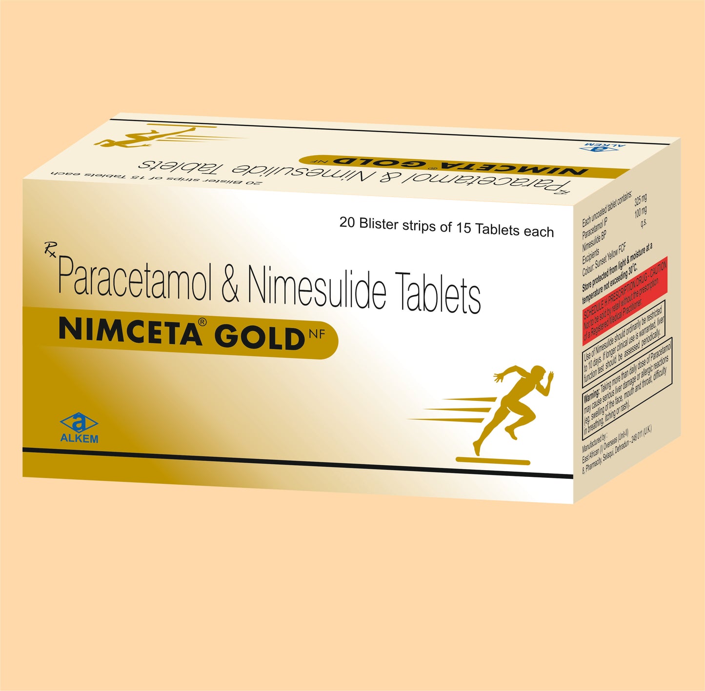 NIMCETA GOLD NF TABLETS (15'S) (15's Nimesulide 100 mg + Paracetamol 325 mg by Alkem