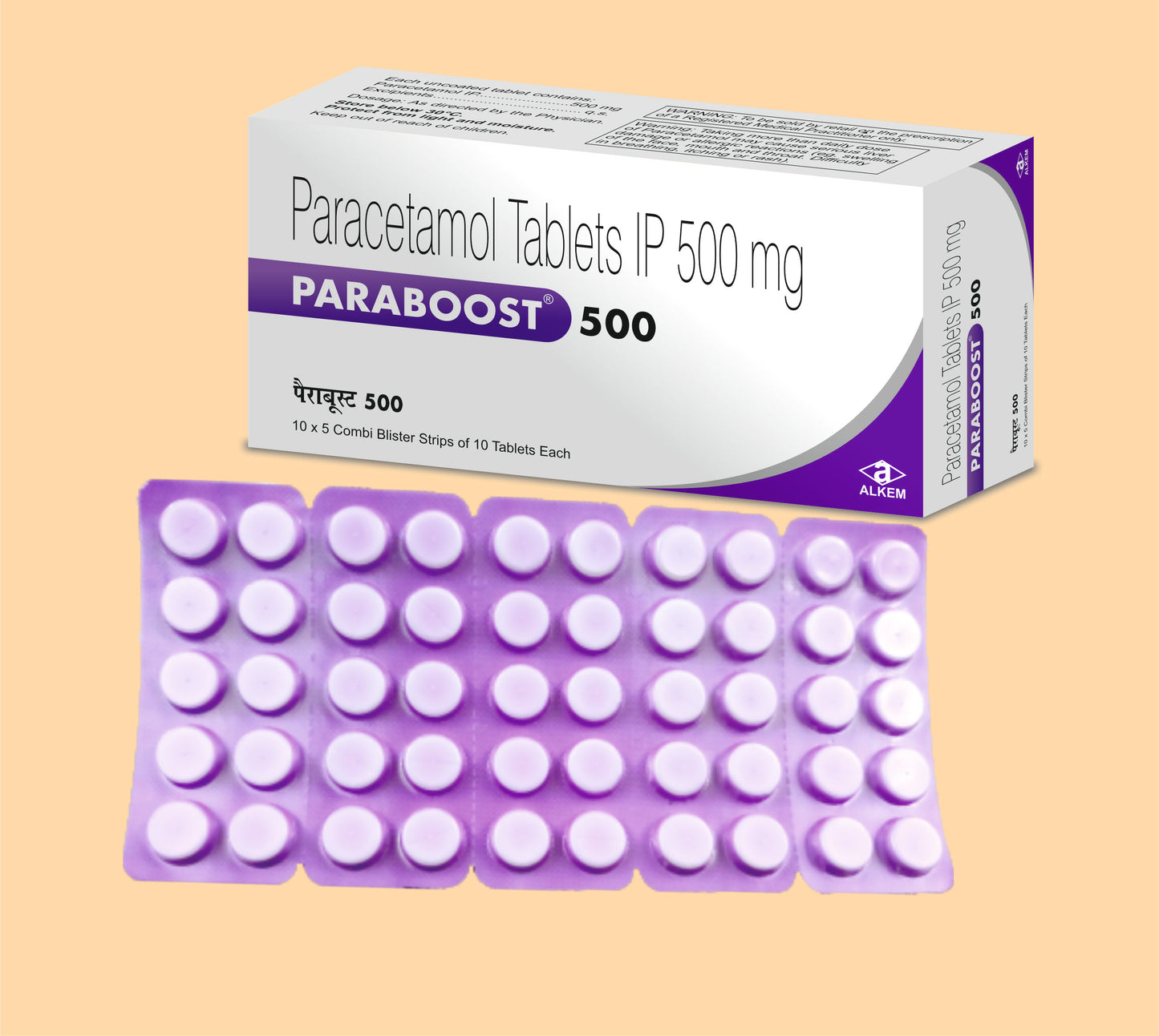 PARABOOST-500 TABLETS (10'S)(PURPLE PVC) (10s Paracetamol 500 mg by Alkem