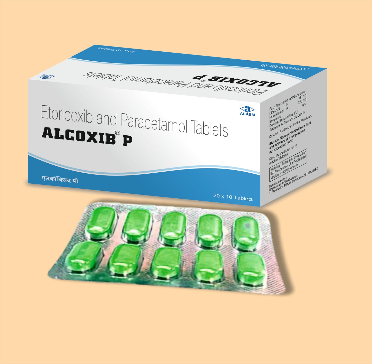 Alcoxib P Tablets (10'S) 10sEtoricoxib 60 Mg + Paracetamol 325 Mg Tablet by Alkem