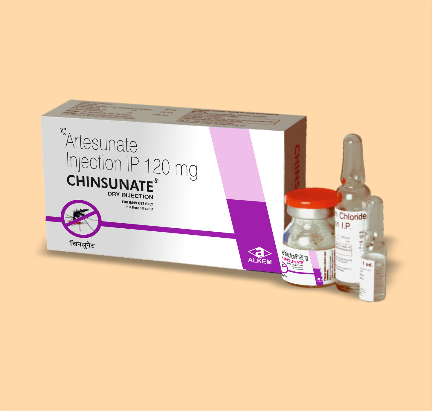 Chinsunate Injection 120 Mg (10Ml Vail) 10 ml AmpArtesunate Ip 120 Mg, Sodium Bicarbonate Inj Ip 5 % W/V, Sodium Chloride Inj. Ip 0.9% W/V by Alkem